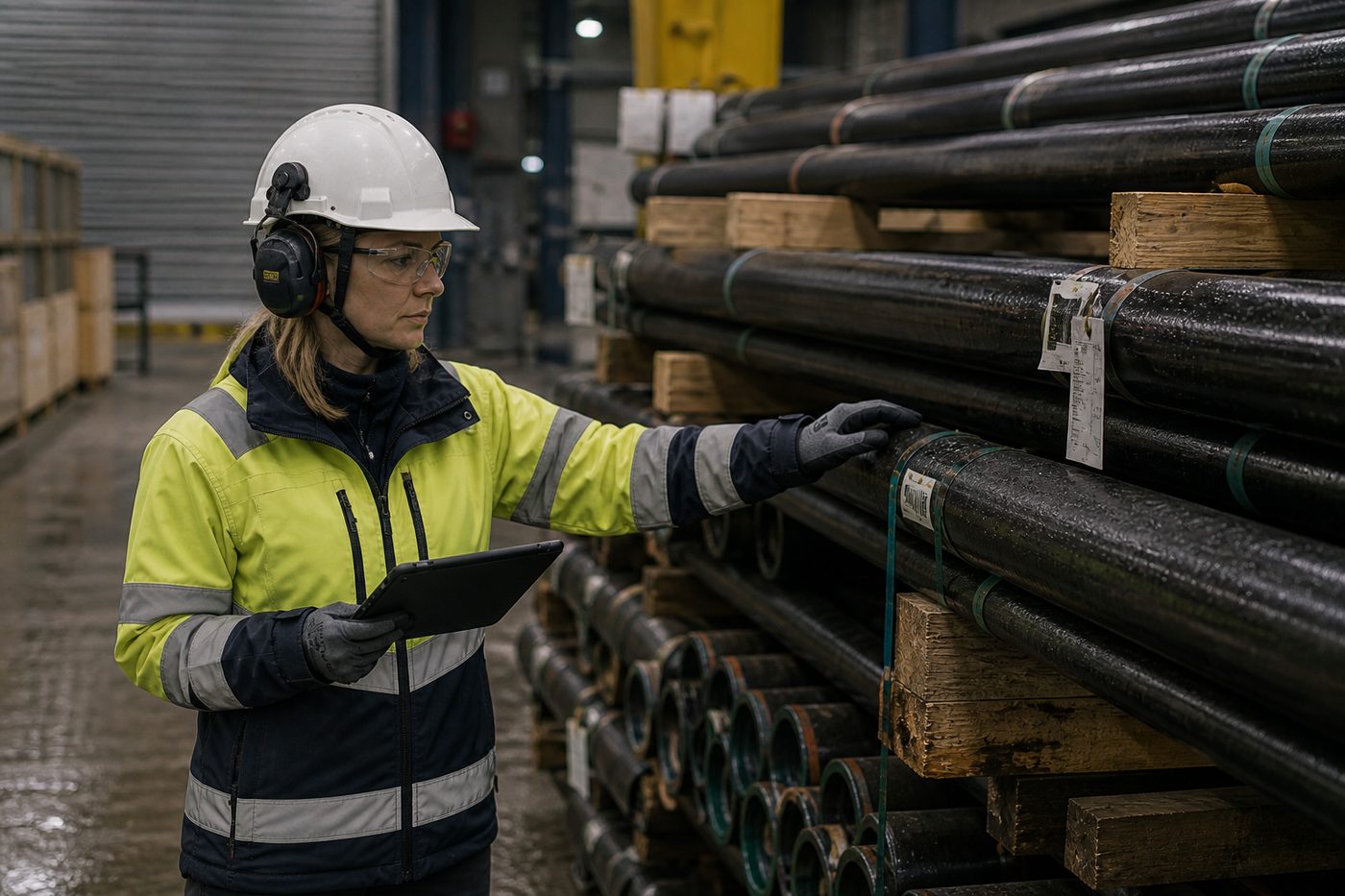 Kontroll av rørmateriell på anlegg